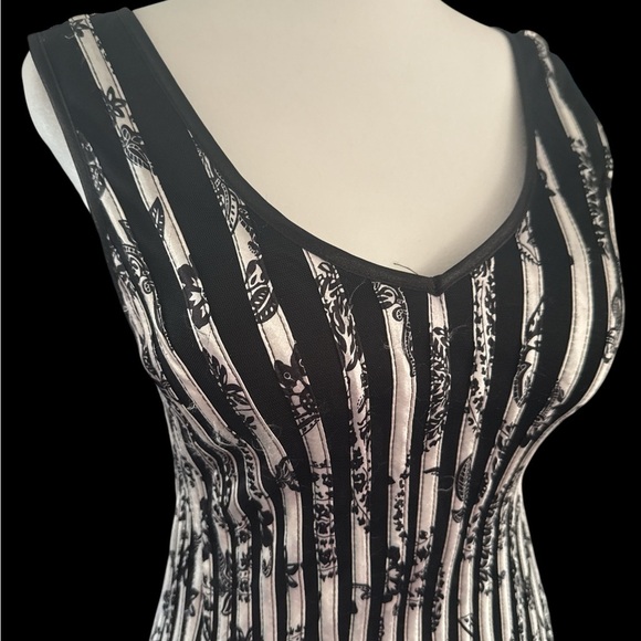 Chic Black and Silver Striped Midi Dress - Picture 7 of 7